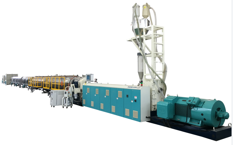 PE pipe extrusion line and manufacturing process